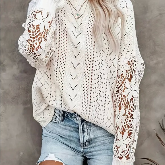 Boutique Bohemian Crochet Sweater - Picture 2 of 5
